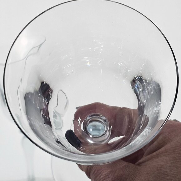 2 Colony Crystal Mirage Wine Glasses 7.25" blown glass optic panel vtg - Picture 5 of 7